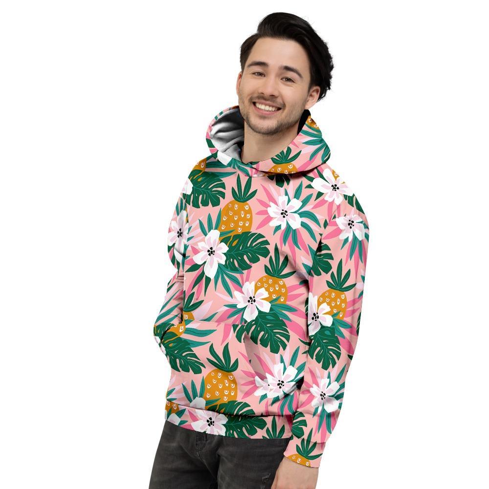 Tropical Flower Hawaiian Pineapple Print Men's Hoodie-grizzshop