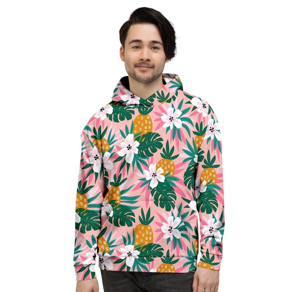 Tropical Flower Hawaiian Pineapple Print Men's Hoodie-grizzshop
