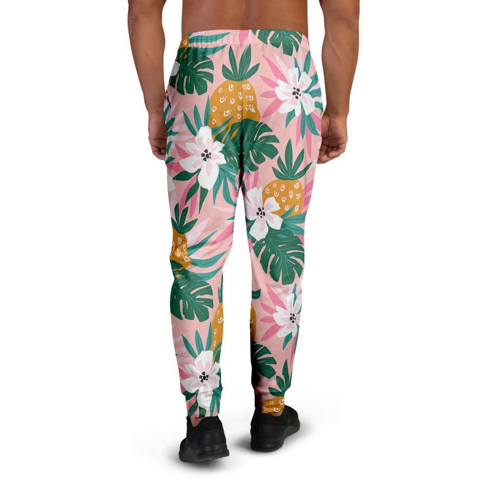 Tropical Flower Hawaiian Pineapple Print Men's Joggers-grizzshop