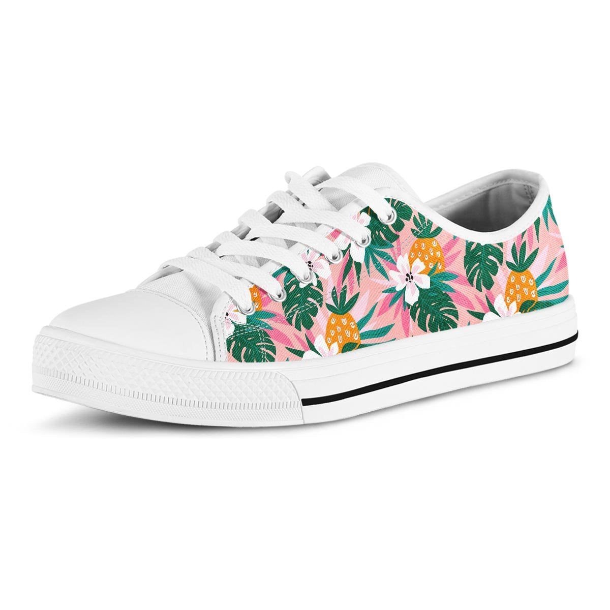 Tropical Flower Hawaiian Pineapple Print Men's Low Top Shoes-grizzshop