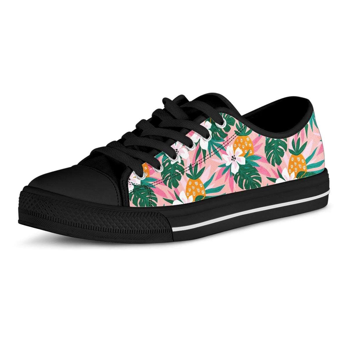 Tropical Flower Hawaiian Pineapple Print Men's Low Top Shoes-grizzshop