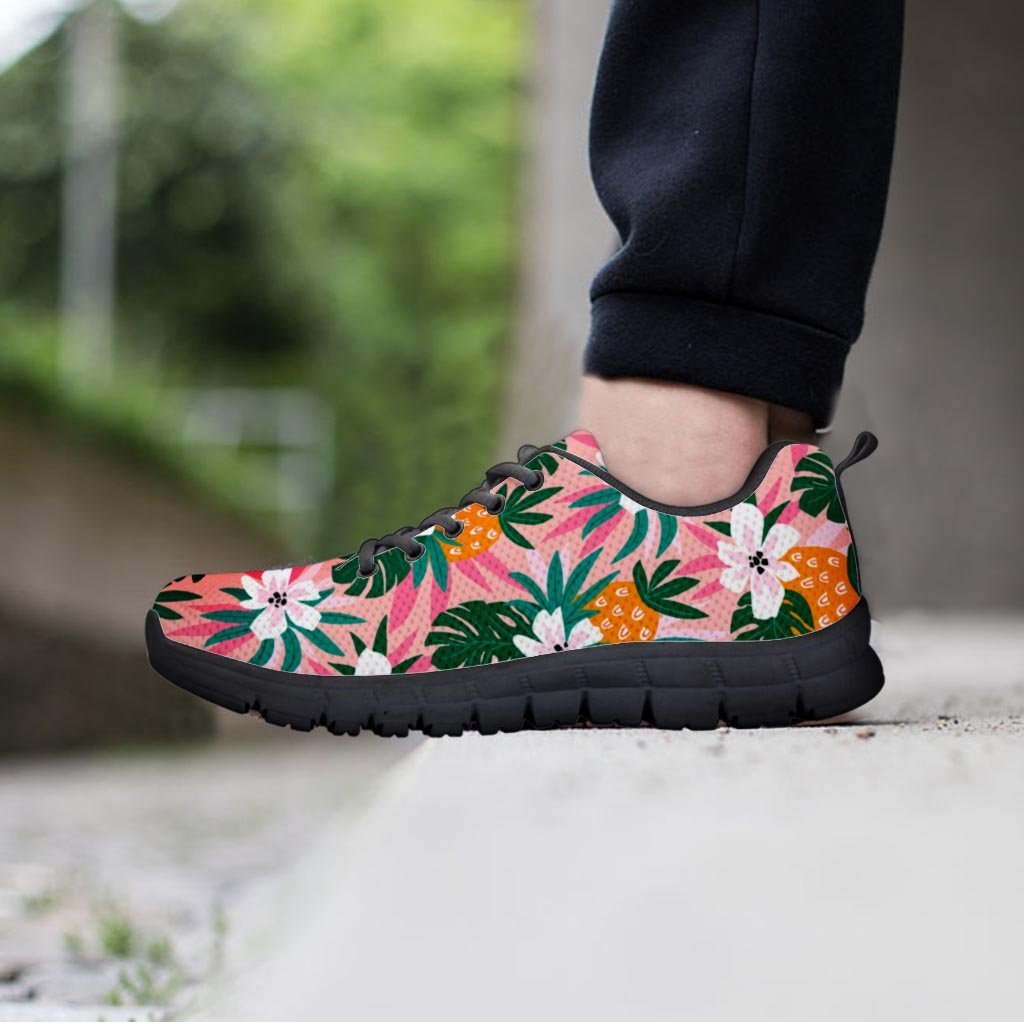 Tropical Flower Hawaiian Pineapple Print Men's Sneakers-grizzshop