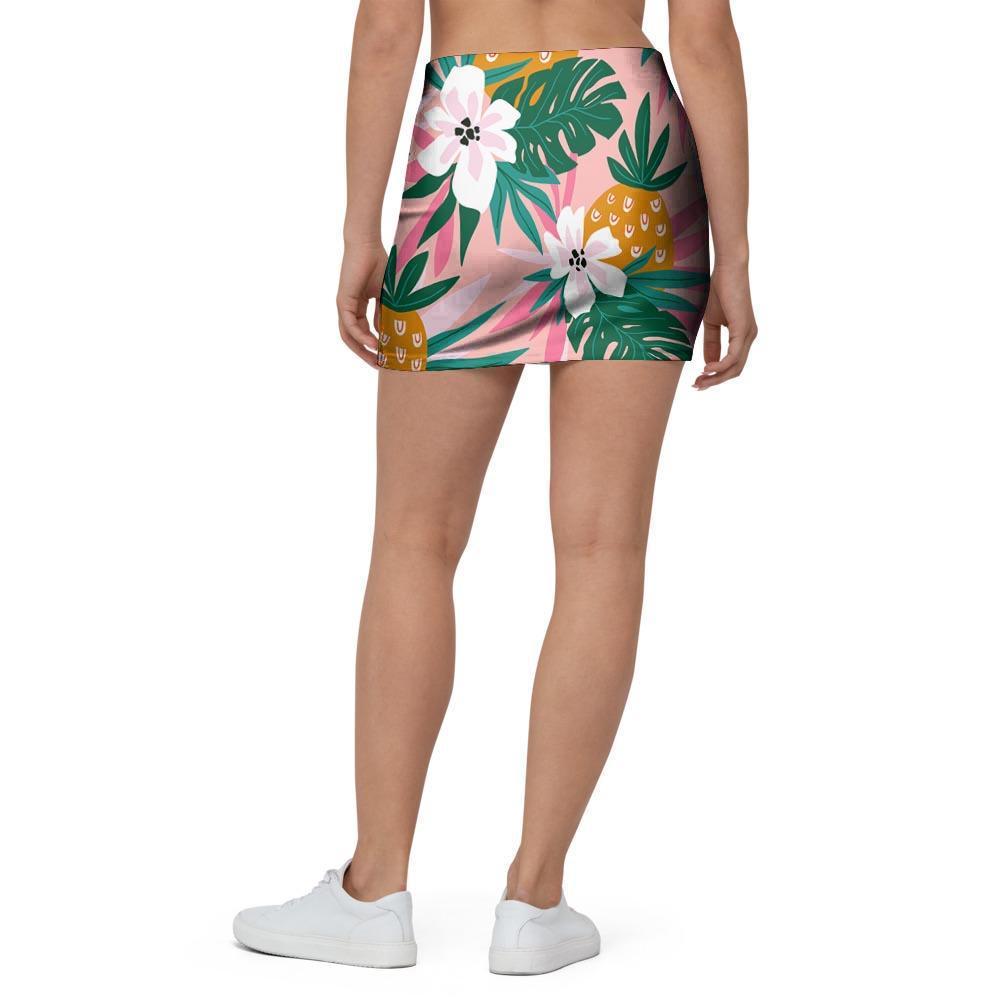 Tropical Flower Hawaiian Pineapple Print Mini Skirt-grizzshop