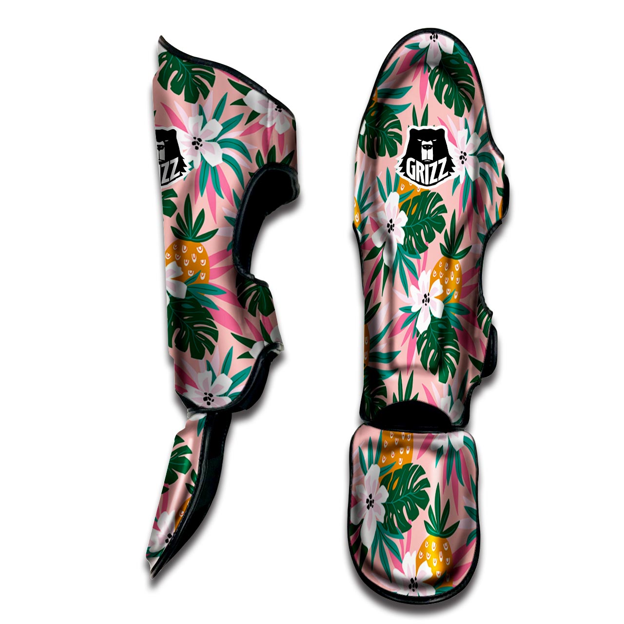 Tropical Flower Hawaiian Pineapple Print Muay Thai Shin Guard-grizzshop