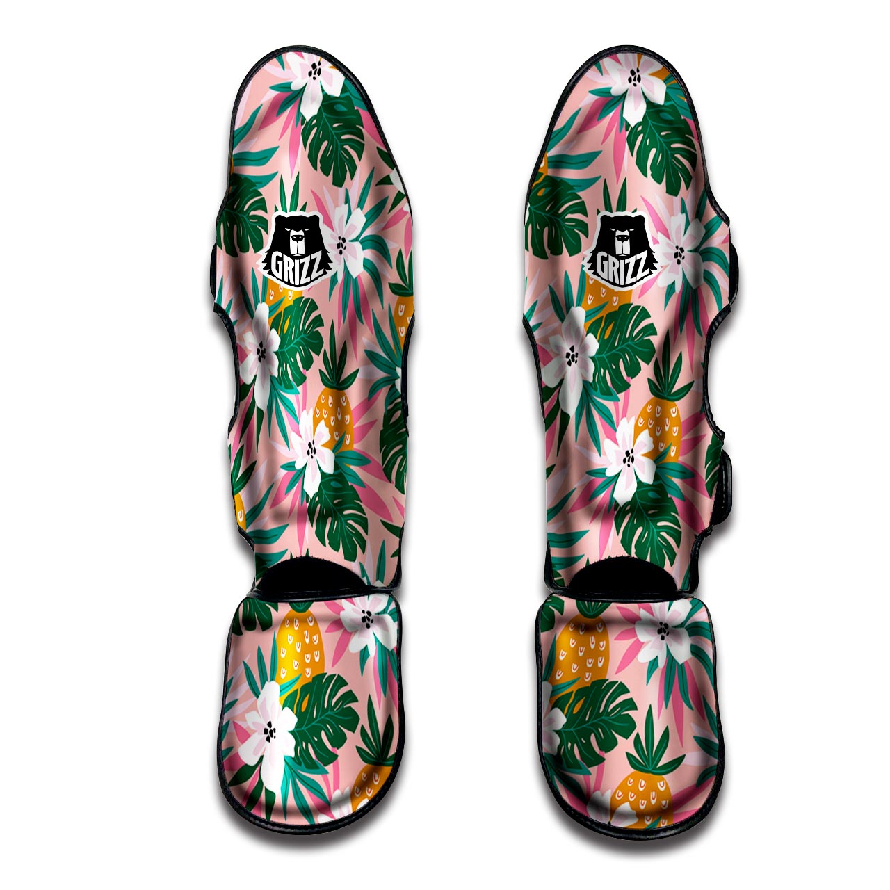 Tropical Flower Hawaiian Pineapple Print Muay Thai Shin Guard-grizzshop