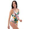 Tropical Flower Hawaiian Pineapple Print One Piece Swimsuite-grizzshop