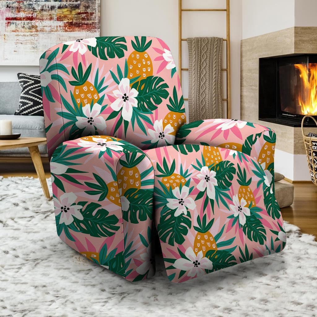 Tropical Flower Hawaiian Pineapple Print Recliner Cover-grizzshop