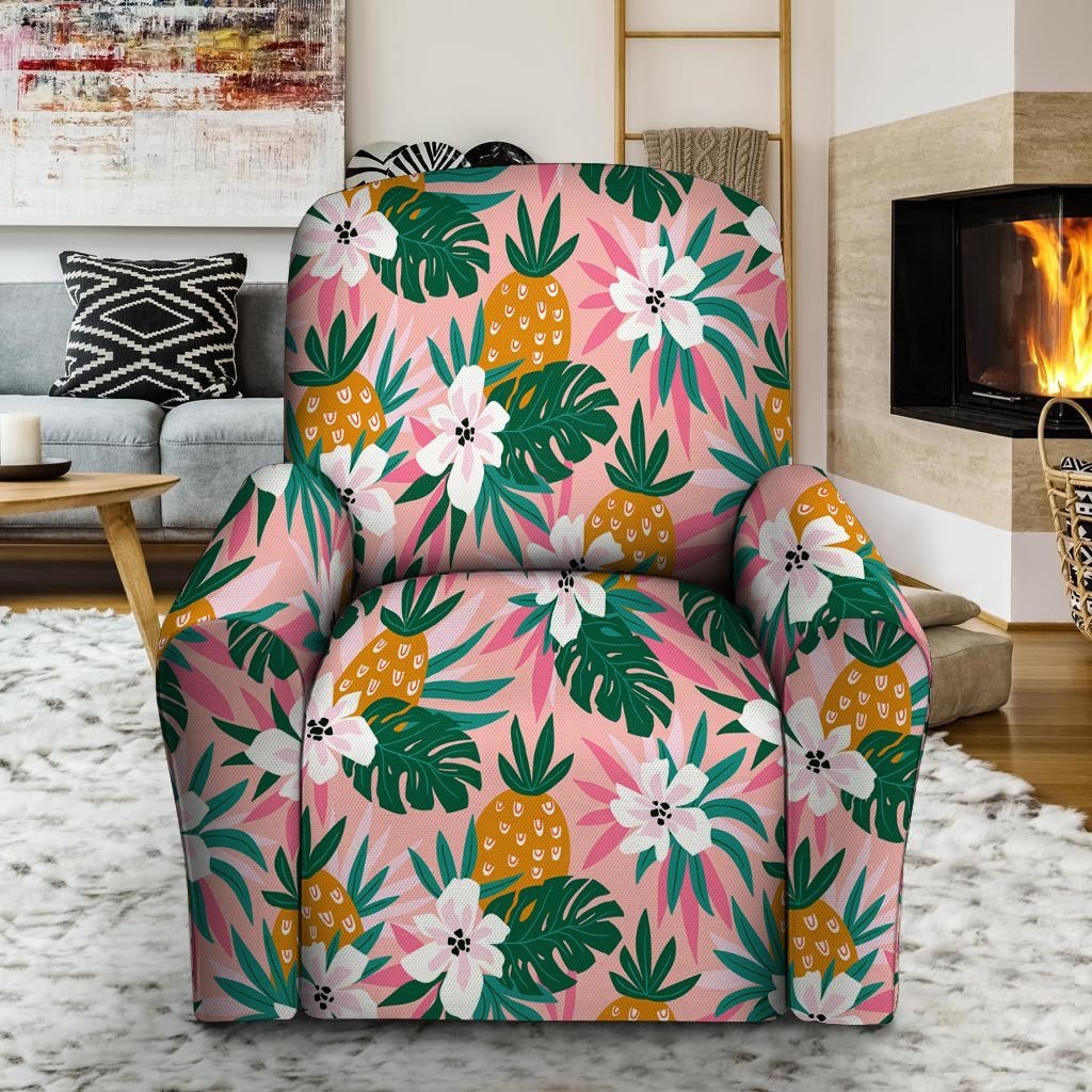 Tropical Flower Hawaiian Pineapple Print Recliner Cover-grizzshop