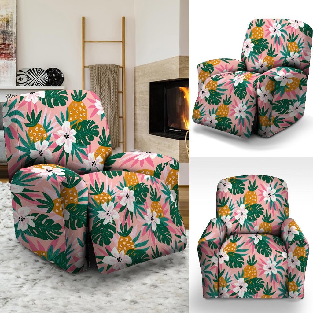 Tropical Flower Hawaiian Pineapple Print Recliner Cover-grizzshop