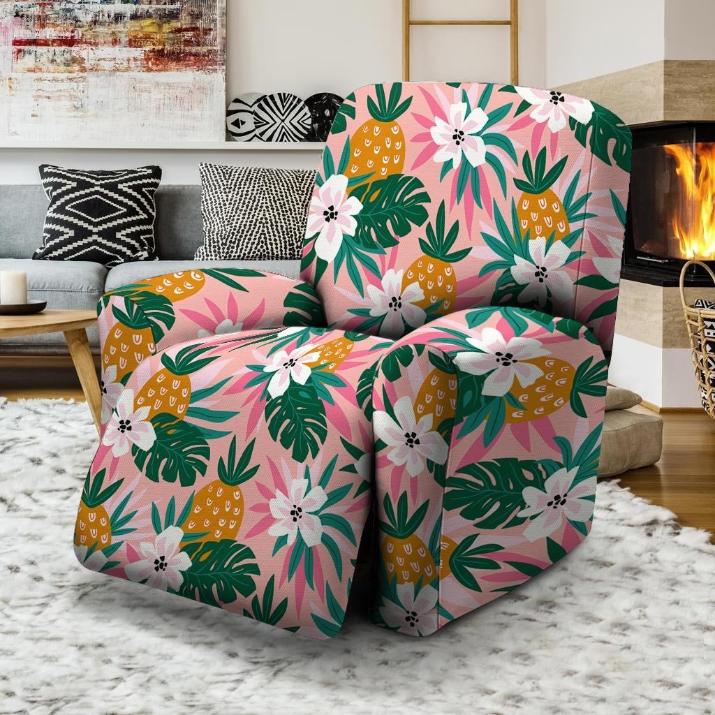 Tropical Flower Hawaiian Pineapple Print Recliner Cover-grizzshop