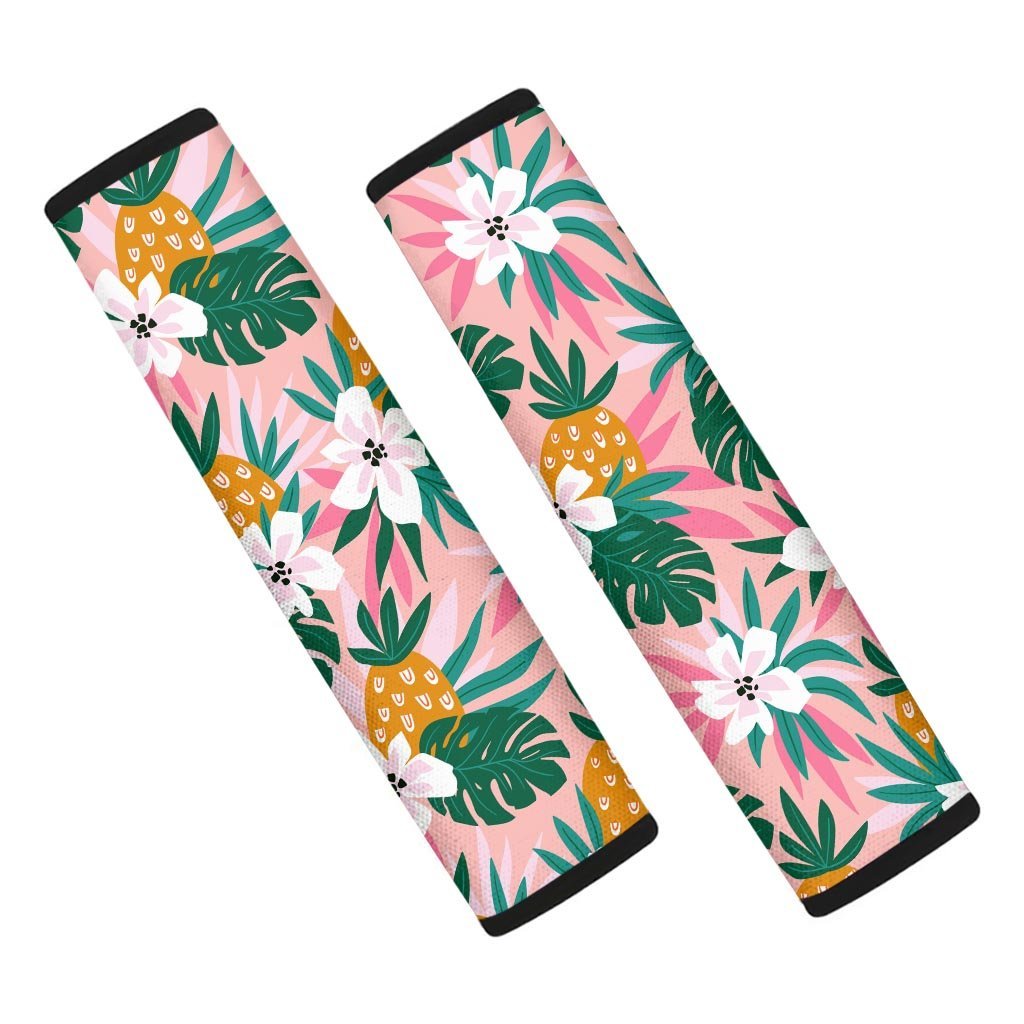 Tropical Flower Hawaiian Pineapple Print Seat Belt Cover-grizzshop