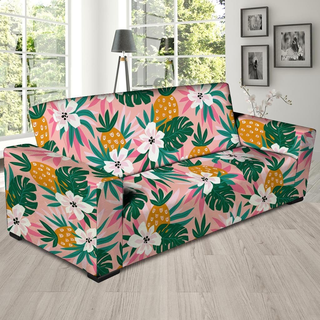 Tropical Flower Hawaiian Pineapple Print Sofa Cover-grizzshop