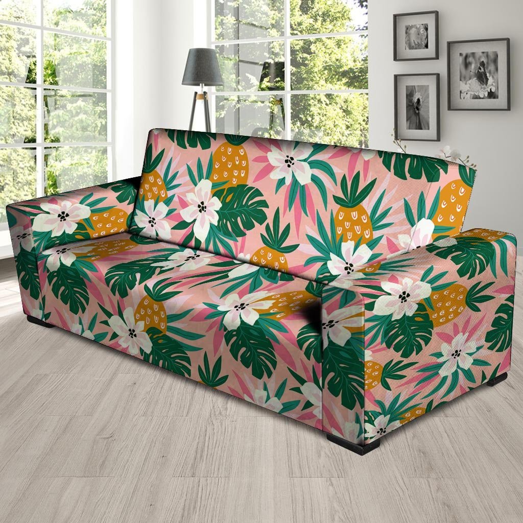 Tropical Flower Hawaiian Pineapple Print Sofa Cover-grizzshop