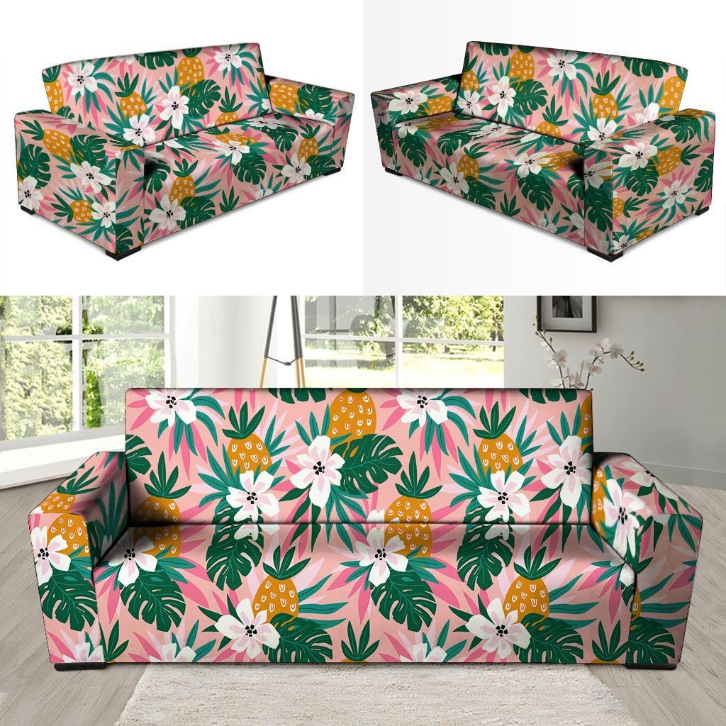 Tropical Flower Hawaiian Pineapple Print Sofa Cover-grizzshop