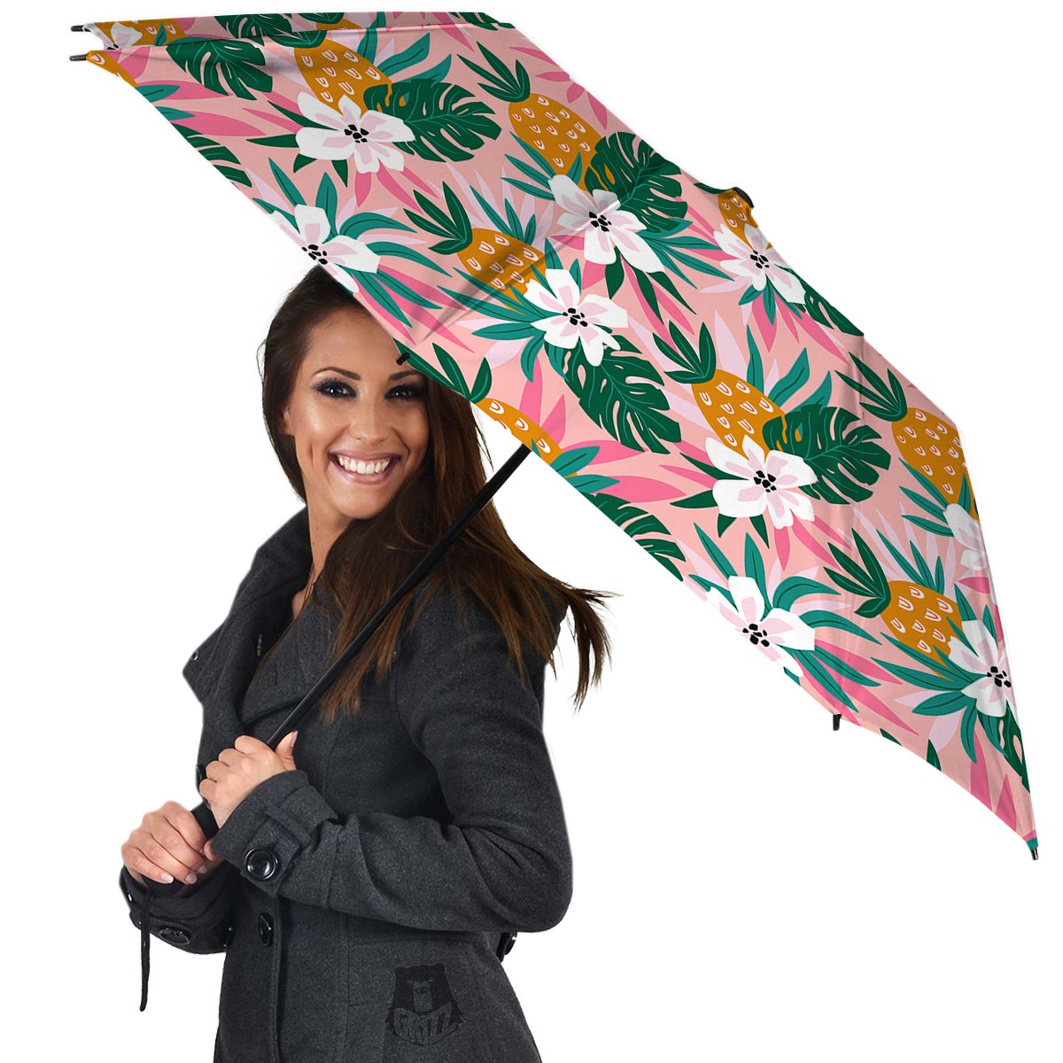 Tropical Flower Hawaiian Pineapple Print Umbrella-grizzshop