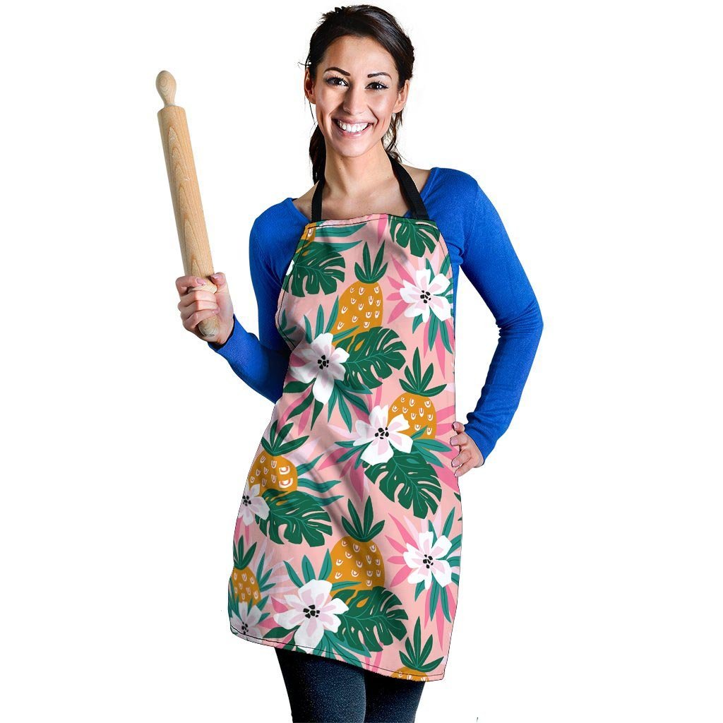 Tropical Flower Hawaiian Pineapple Print Women's Apron-grizzshop