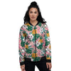 Tropical Flower Hawaiian Pineapple Print Women's Bomber Jacket-grizzshop