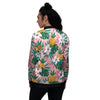 Tropical Flower Hawaiian Pineapple Print Women's Bomber Jacket-grizzshop