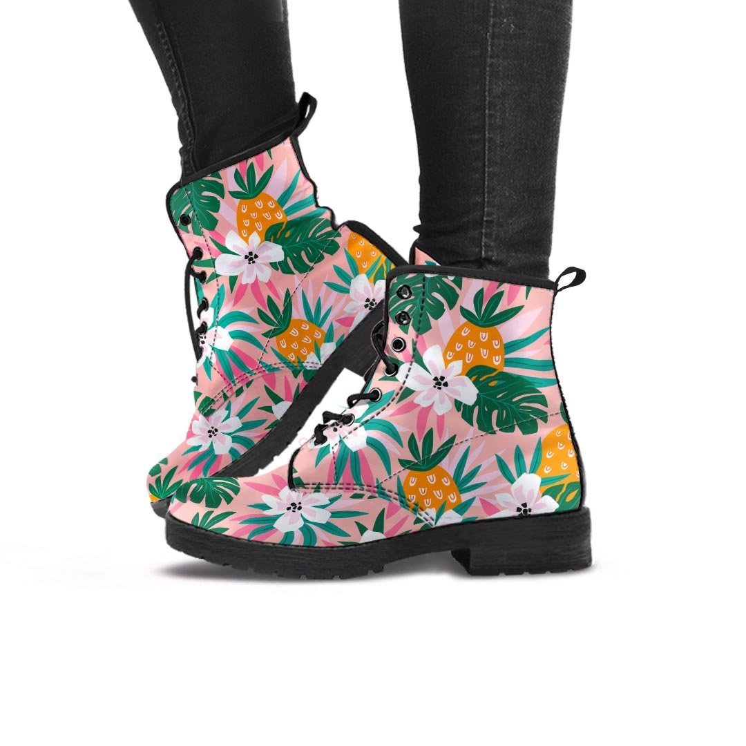 Tropical Flower Hawaiian Pineapple Print Women's Boots-grizzshop