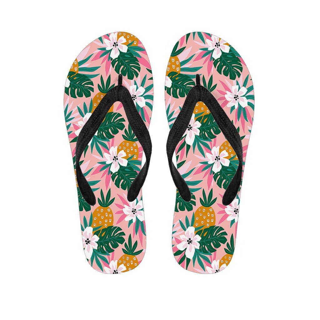 Tropical Flower Hawaiian Pineapple Print Women's Flip Flops-grizzshop