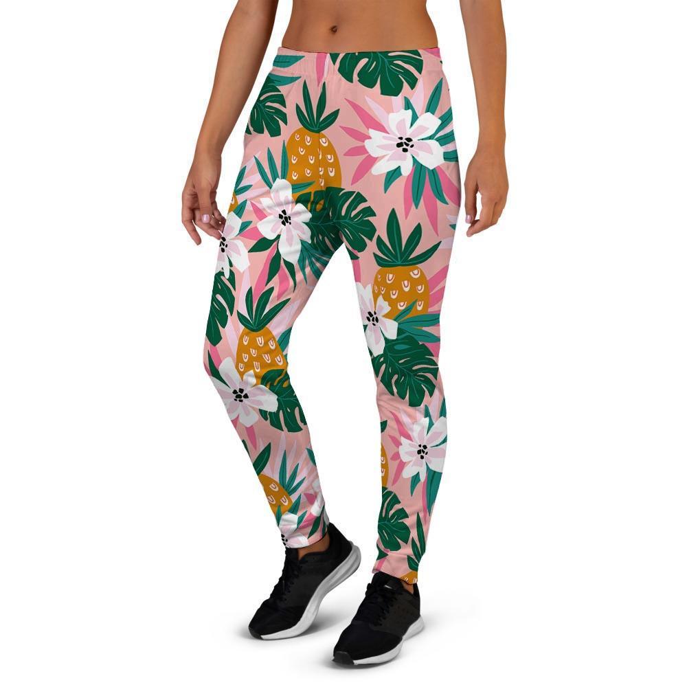 Tropical Flower Hawaiian Pineapple Print Women's Joggers-grizzshop