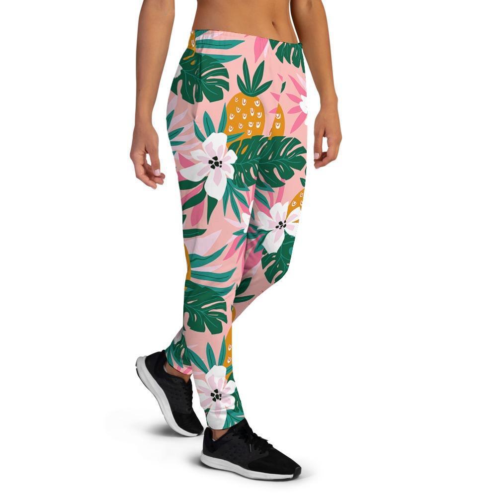 Tropical Flower Hawaiian Pineapple Print Women's Joggers-grizzshop