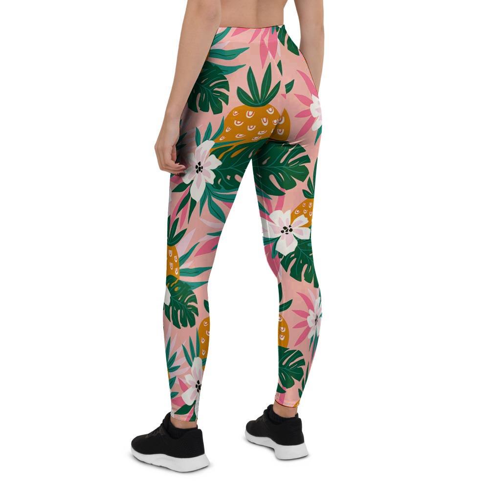 Tropical Flower Hawaiian Pineapple Print Women's Leggings-grizzshop