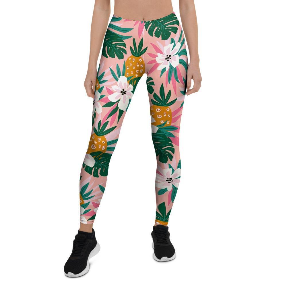 Tropical Flower Hawaiian Pineapple Print Women's Leggings-grizzshop