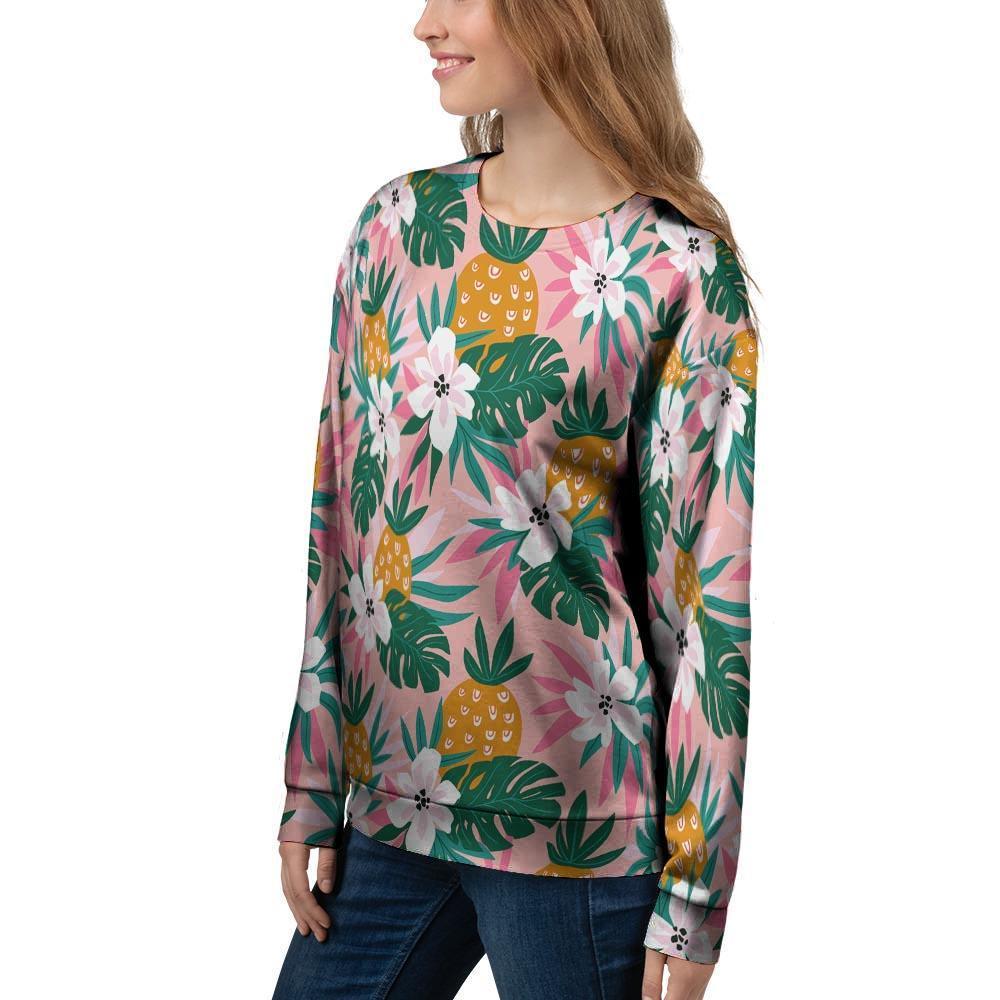 Tropical Flower Hawaiian Pineapple Print Women's Sweatshirt-grizzshop