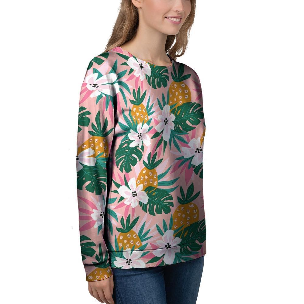 Tropical Flower Hawaiian Pineapple Print Women's Sweatshirt-grizzshop