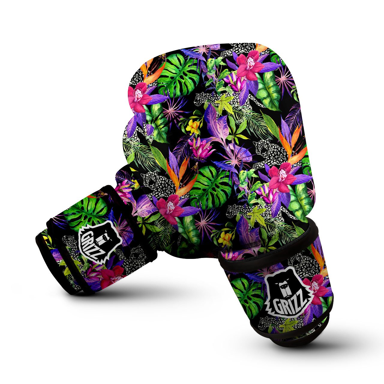 Tropical Flower Leaf Light Print Pattern Boxing Gloves-grizzshop
