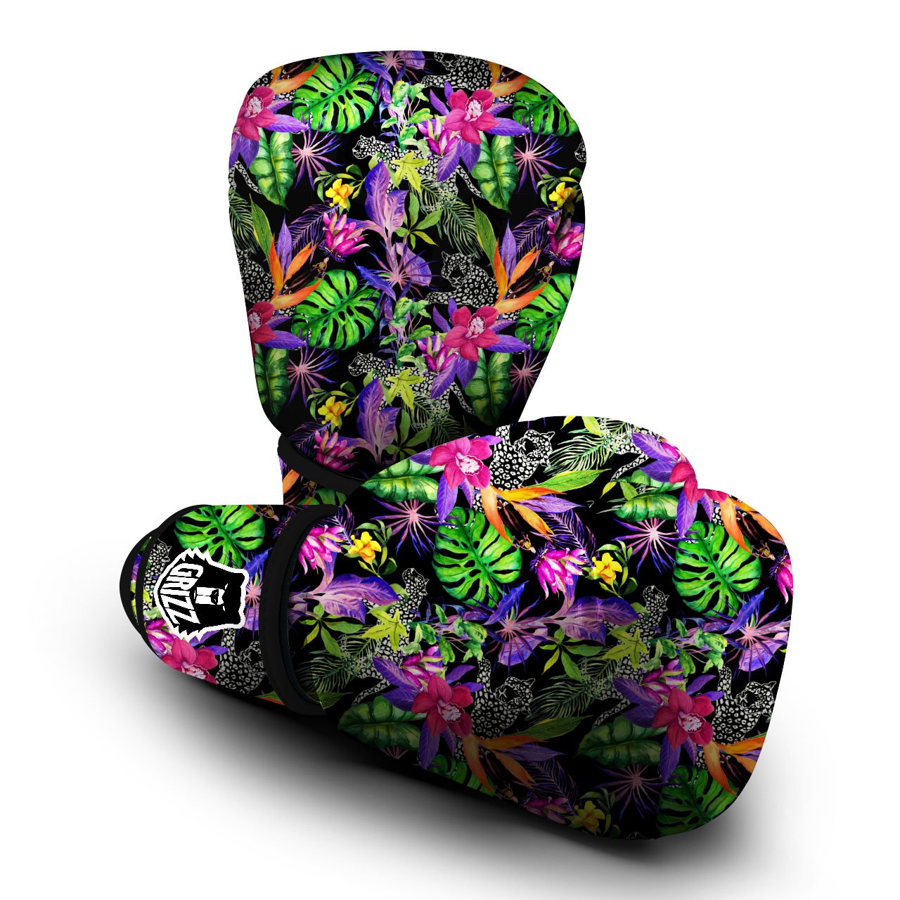 Tropical Flower Leaf Light Print Pattern Boxing Gloves-grizzshop