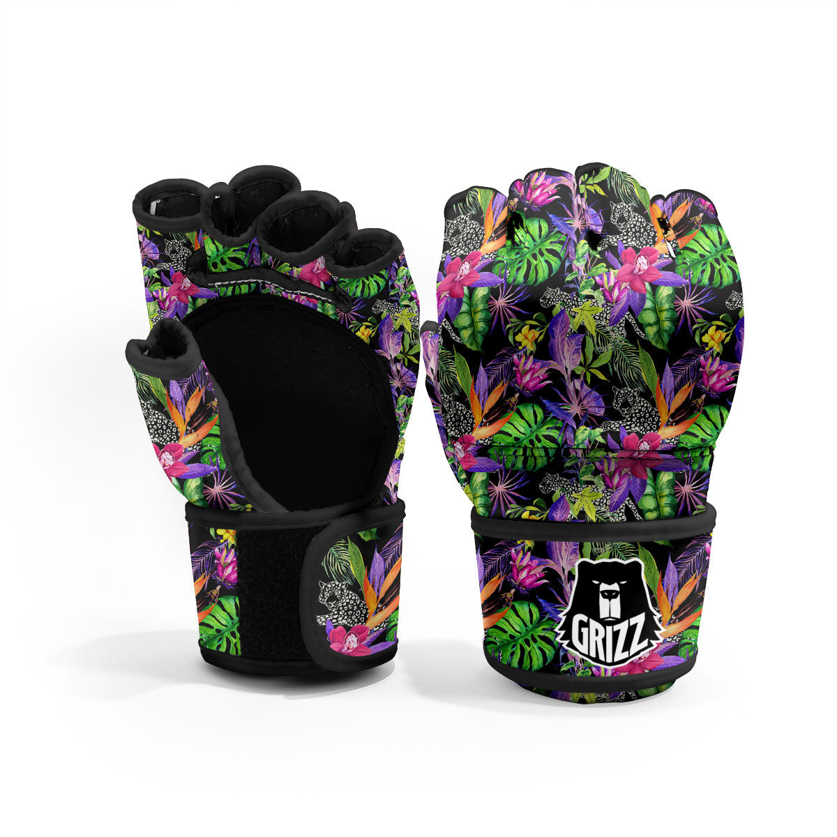 Tropical Flower Leaf Light Print Pattern MMA Gloves-grizzshop