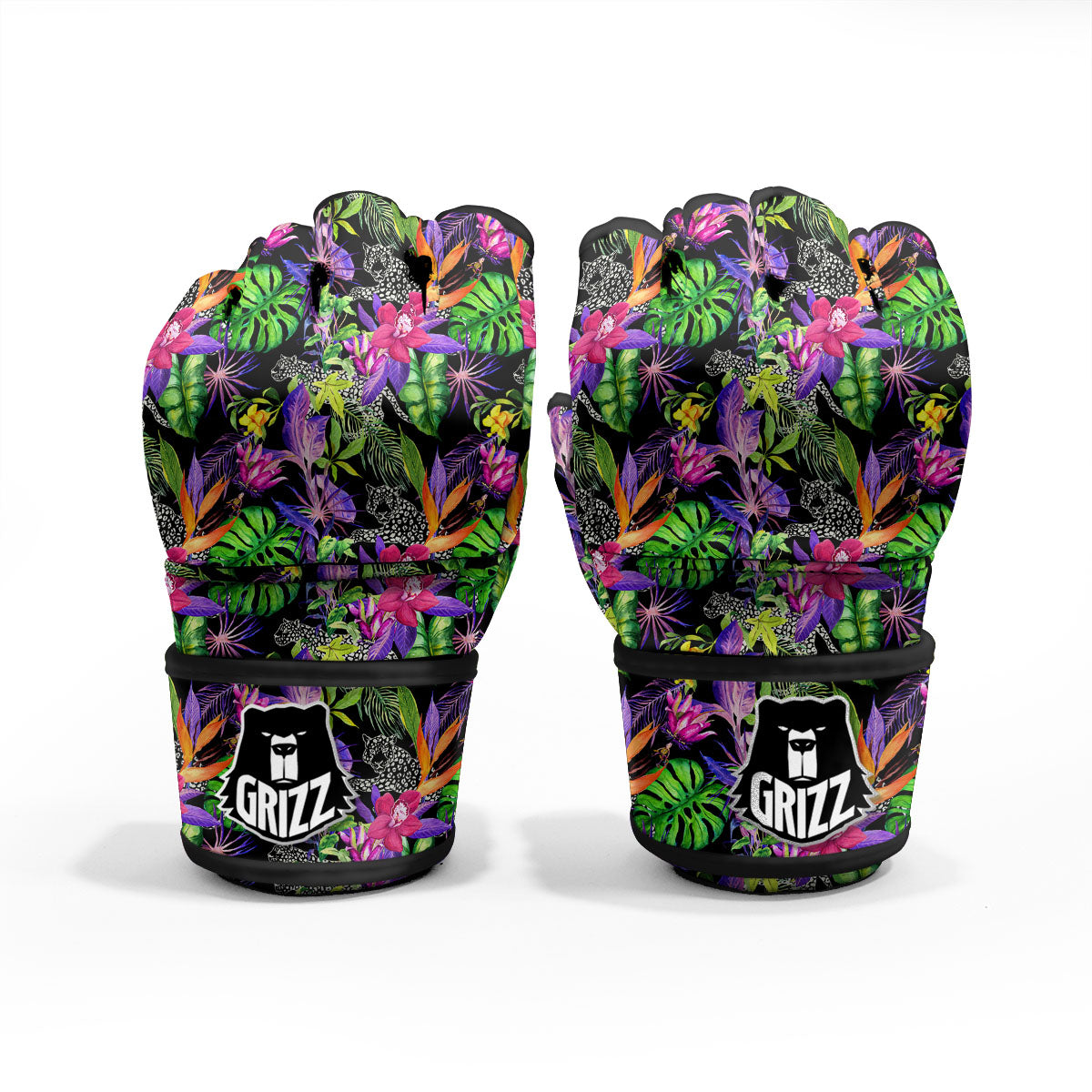 Tropical Flower Leaf Light Print Pattern MMA Gloves-grizzshop