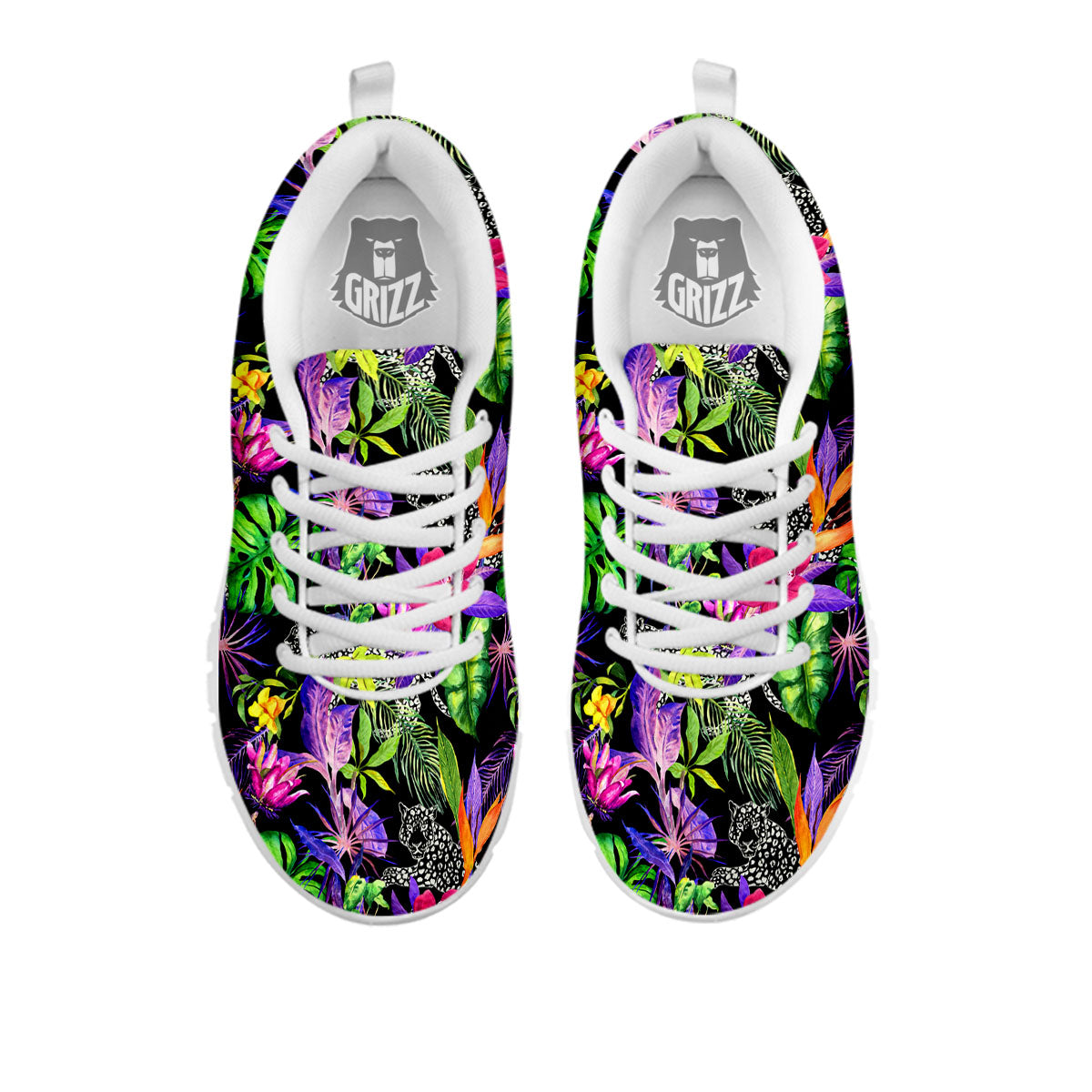 Tropical Flower Leaf Light Print Pattern White Sneaker-grizzshop