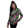 Tropical Flower Leaf Light Print Pattern Women's Bomber Jacket-grizzshop