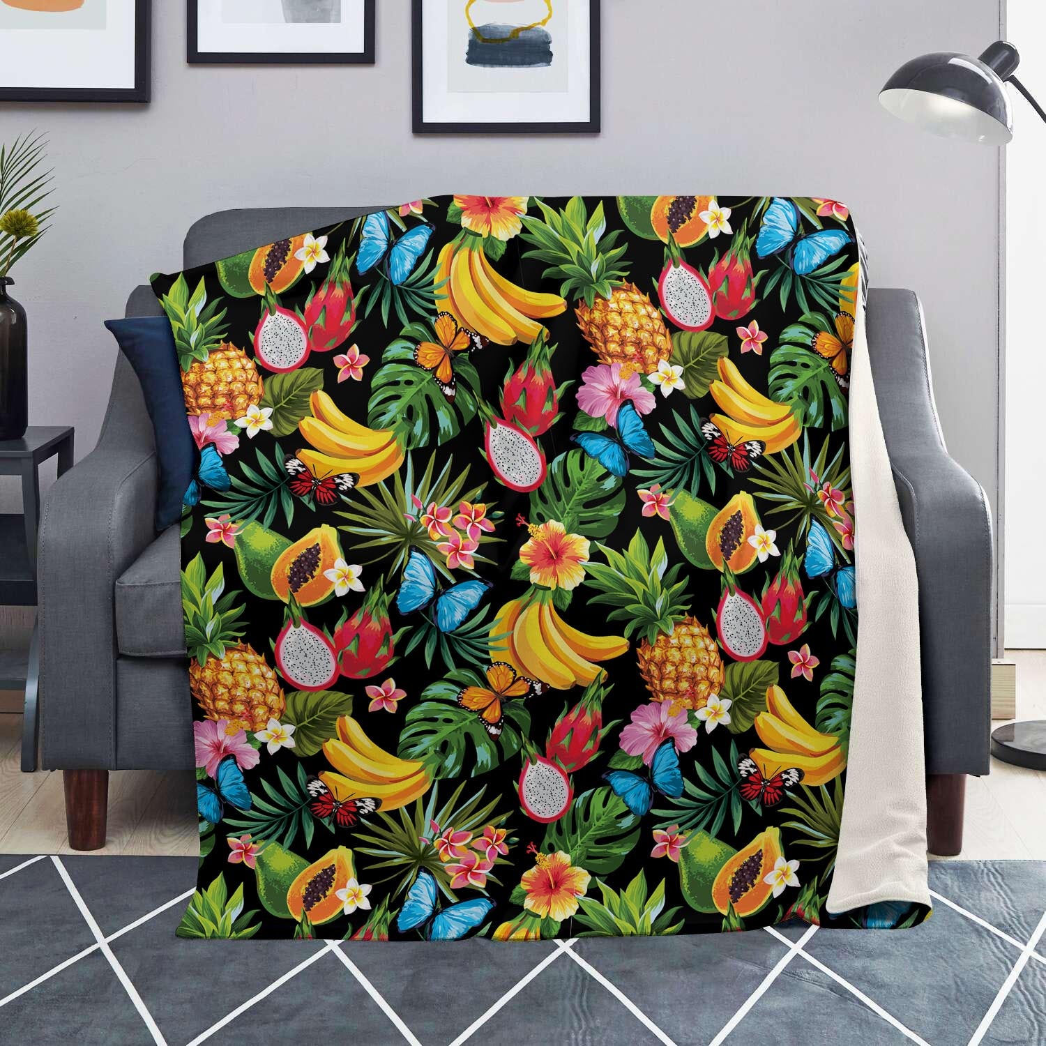 Tropical Fruit Hawaiian Print Blanket-grizzshop