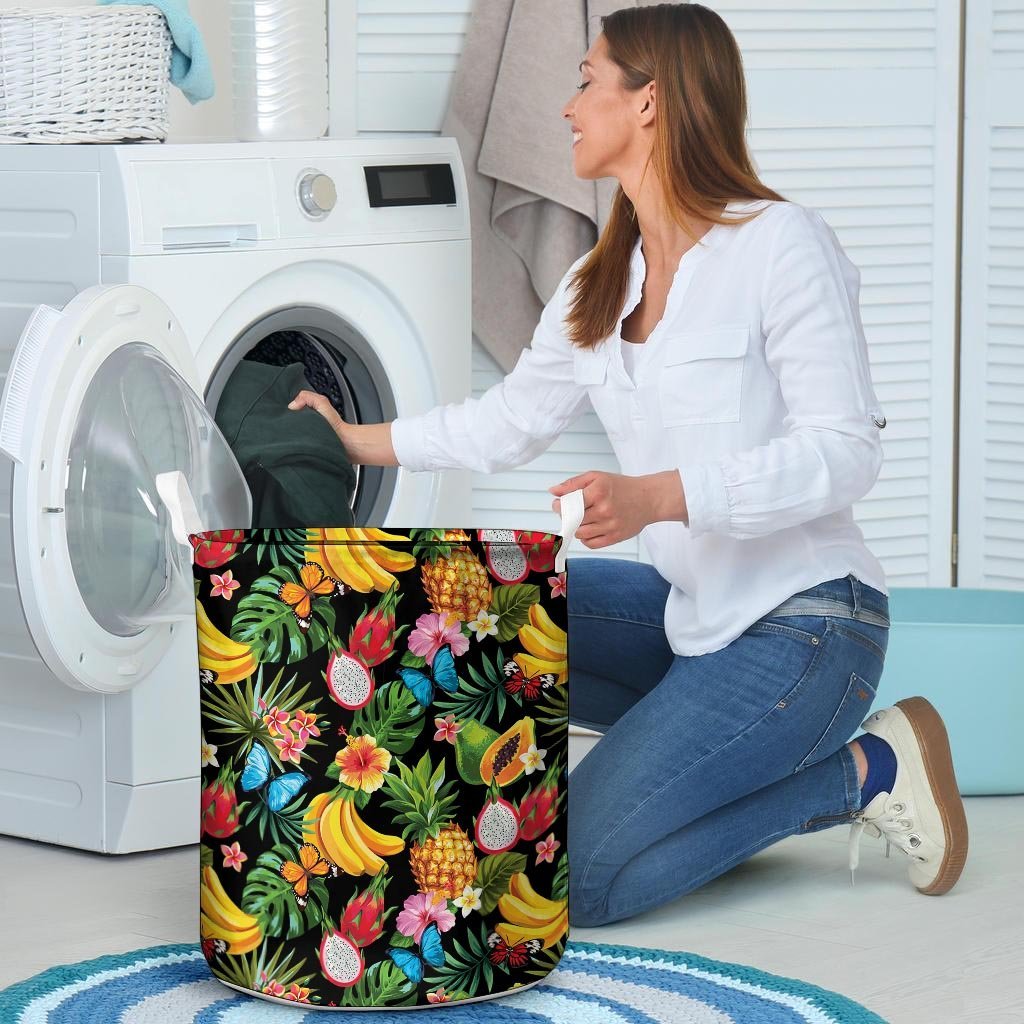 Tropical Fruit Hawaiian Print Laundry Basket-grizzshop