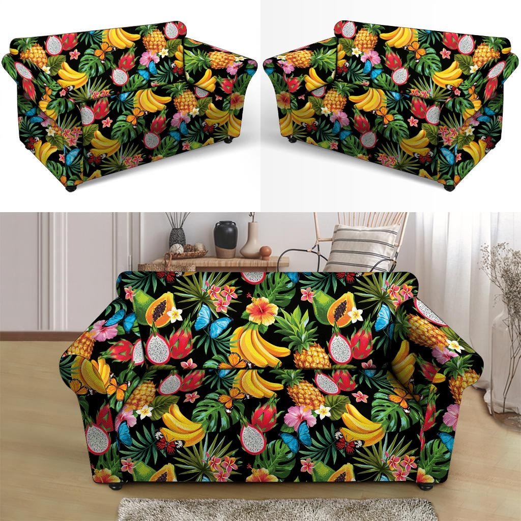 Tropical Fruit Hawaiian Print Loveseat Cover-grizzshop