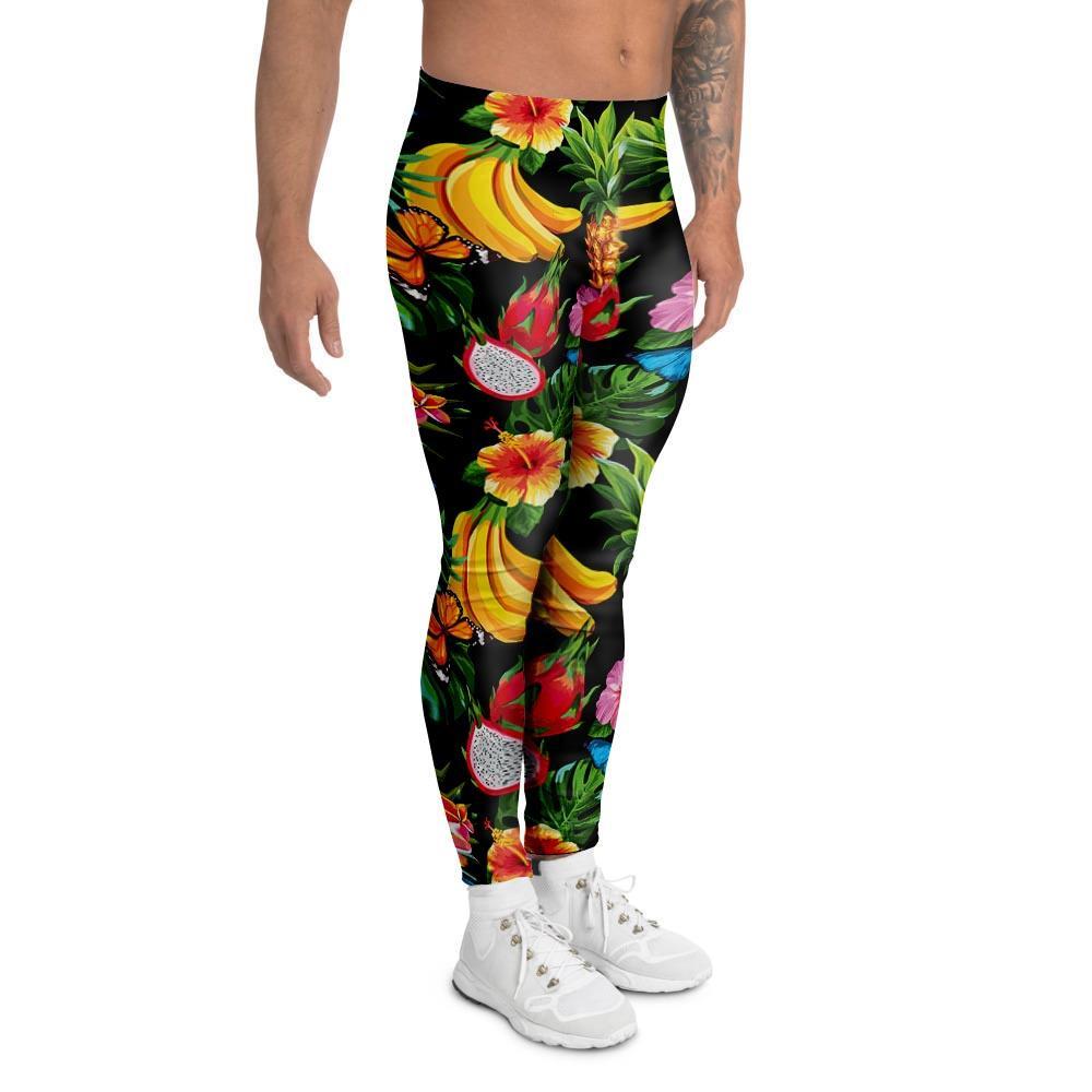 Tropical Fruit Hawaiian Print Men's Leggings-grizzshop