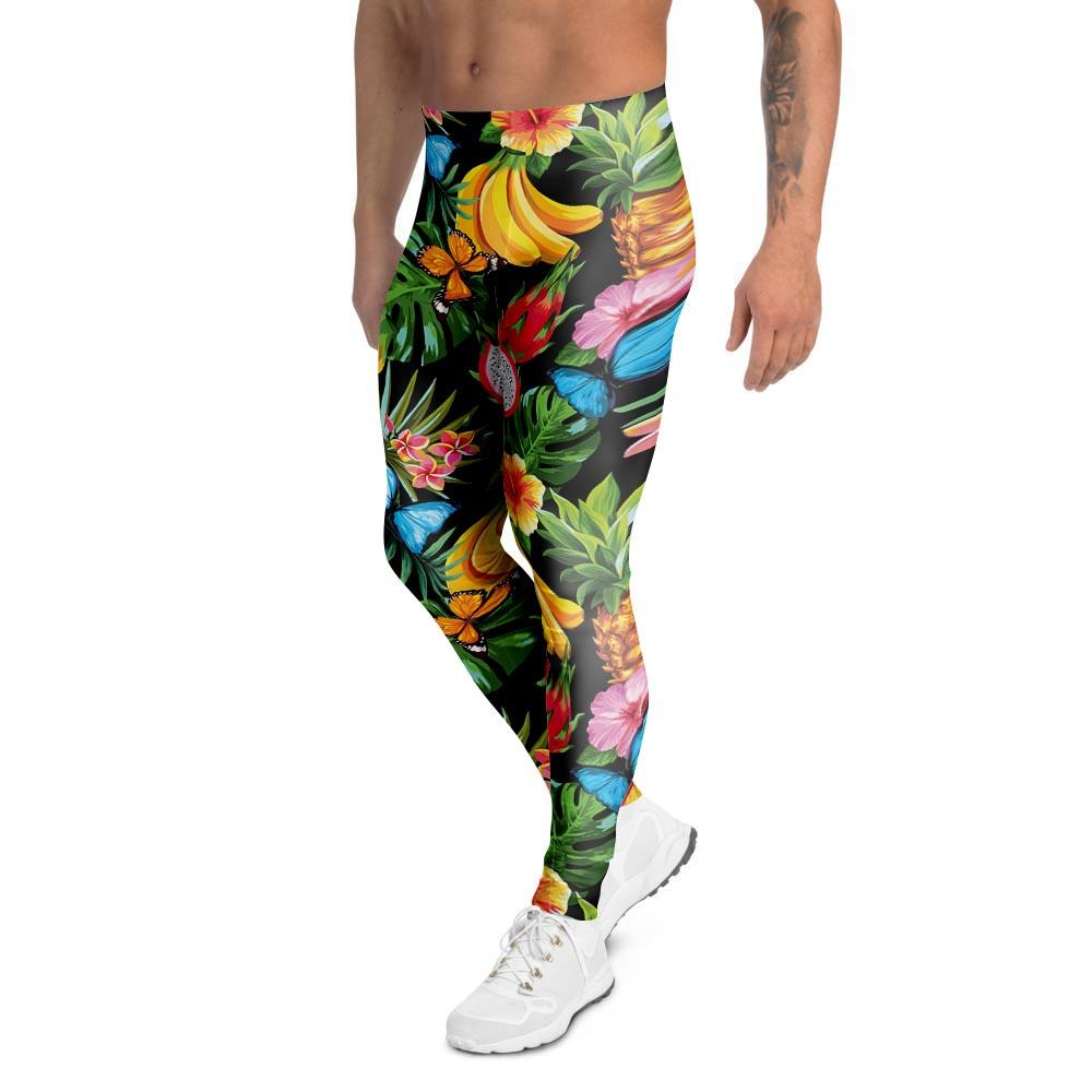 Tropical Fruit Hawaiian Print Men's Leggings-grizzshop