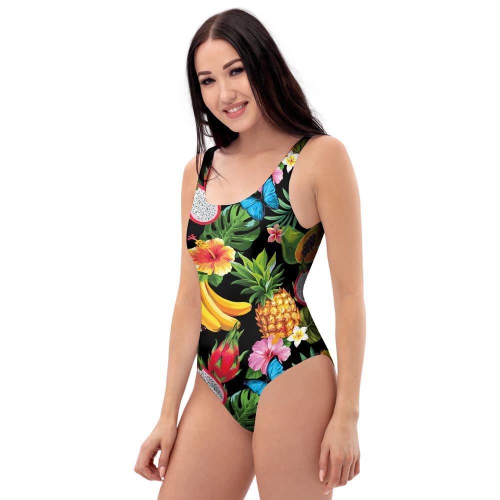 Tropical Fruit Hawaiian Print One Piece Swimsuite-grizzshop