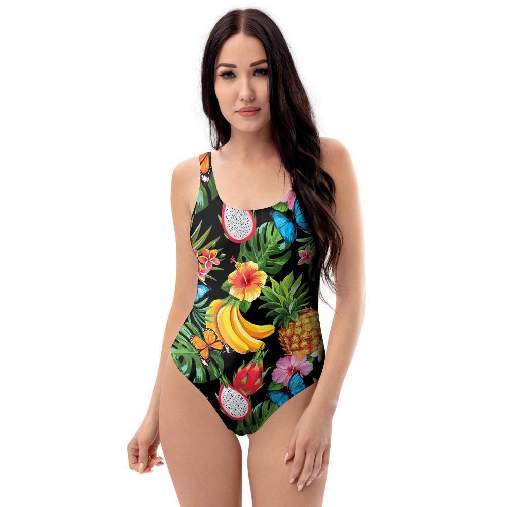 Tropical Fruit Hawaiian Print One Piece Swimsuite-grizzshop