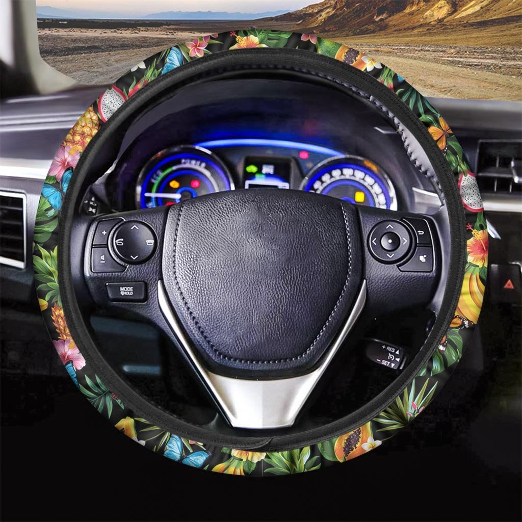 Tropical Fruit Hawaiian Print Steering Wheel Cover-grizzshop