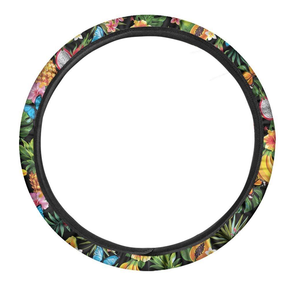 Tropical Fruit Hawaiian Print Steering Wheel Cover-grizzshop