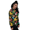 Tropical Fruit Hawaiian Print Women's Bomber Jacket-grizzshop