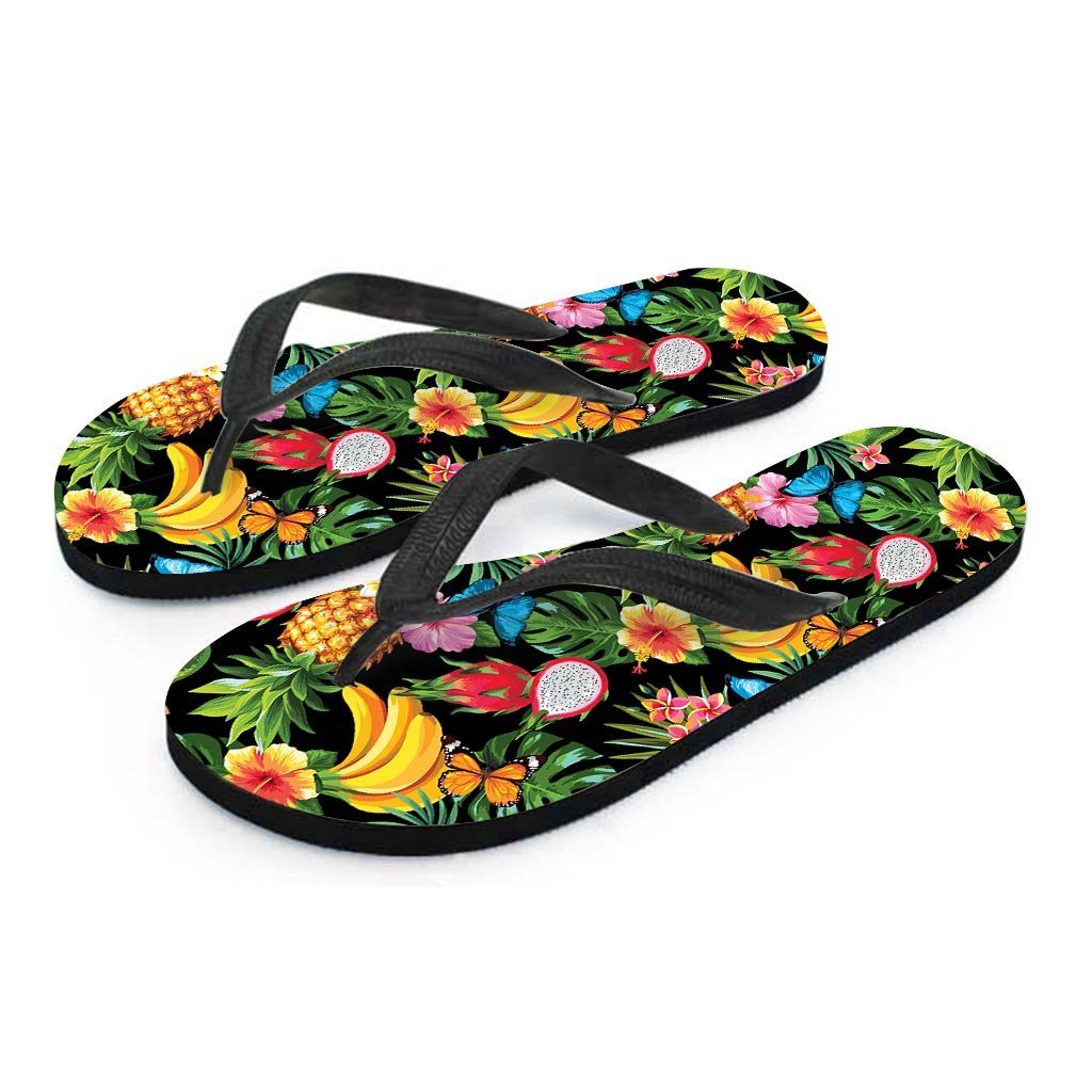 Tropical Fruit Hawaiian Print Women's Flip Flops-grizzshop