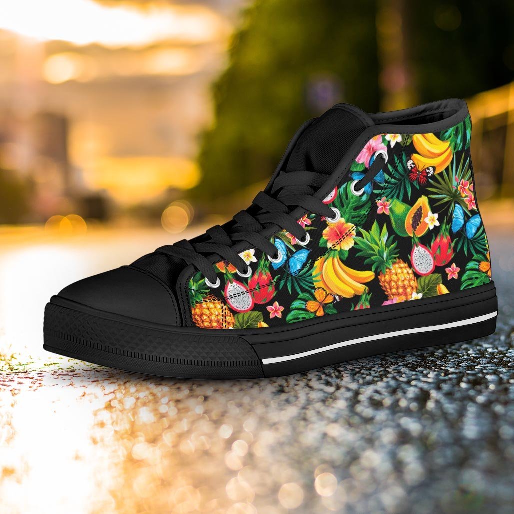 Tropical Fruit Hawaiian Print Women's High Top Shoes-grizzshop