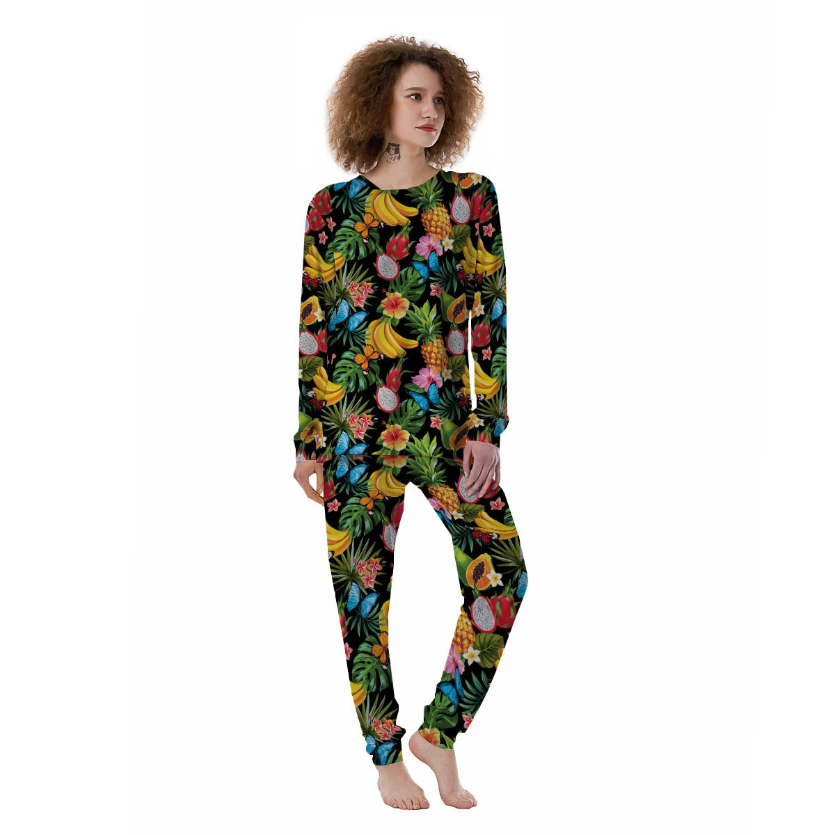 Tropical Fruit Hawaiian Print Women's Pajamas-grizzshop