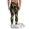 Tropical Gold And Black Print Pattern Men's Leggings-grizzshop